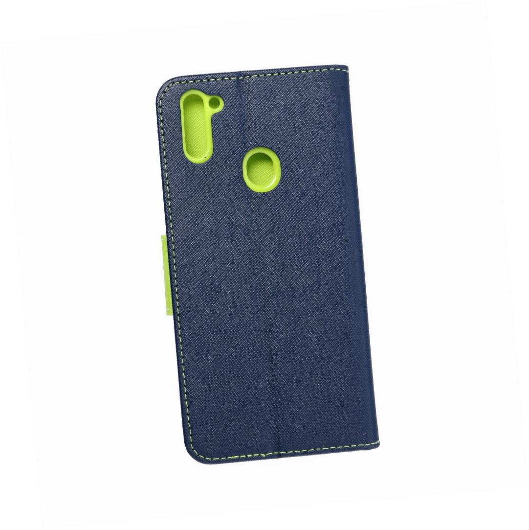 Etui zamykane z klapk i magnesem Fancy Book granatowo-limonkowy Samsung Galaxy M11