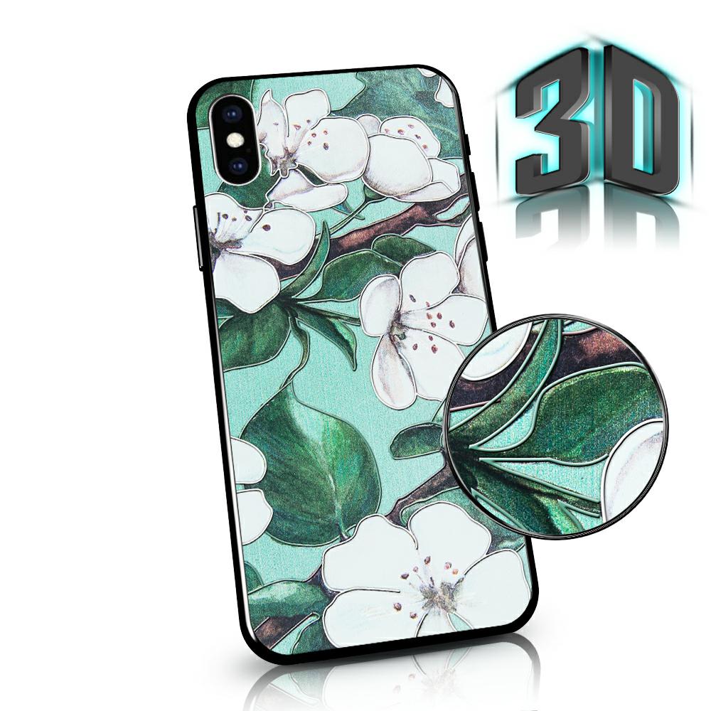 Pokrowiec Flowers 3D Case zielony Samsung Galaxy A80