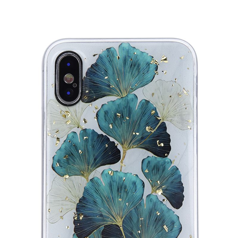 Pokrowiec Gold Glam wzr listki Apple iPhone XS / 3