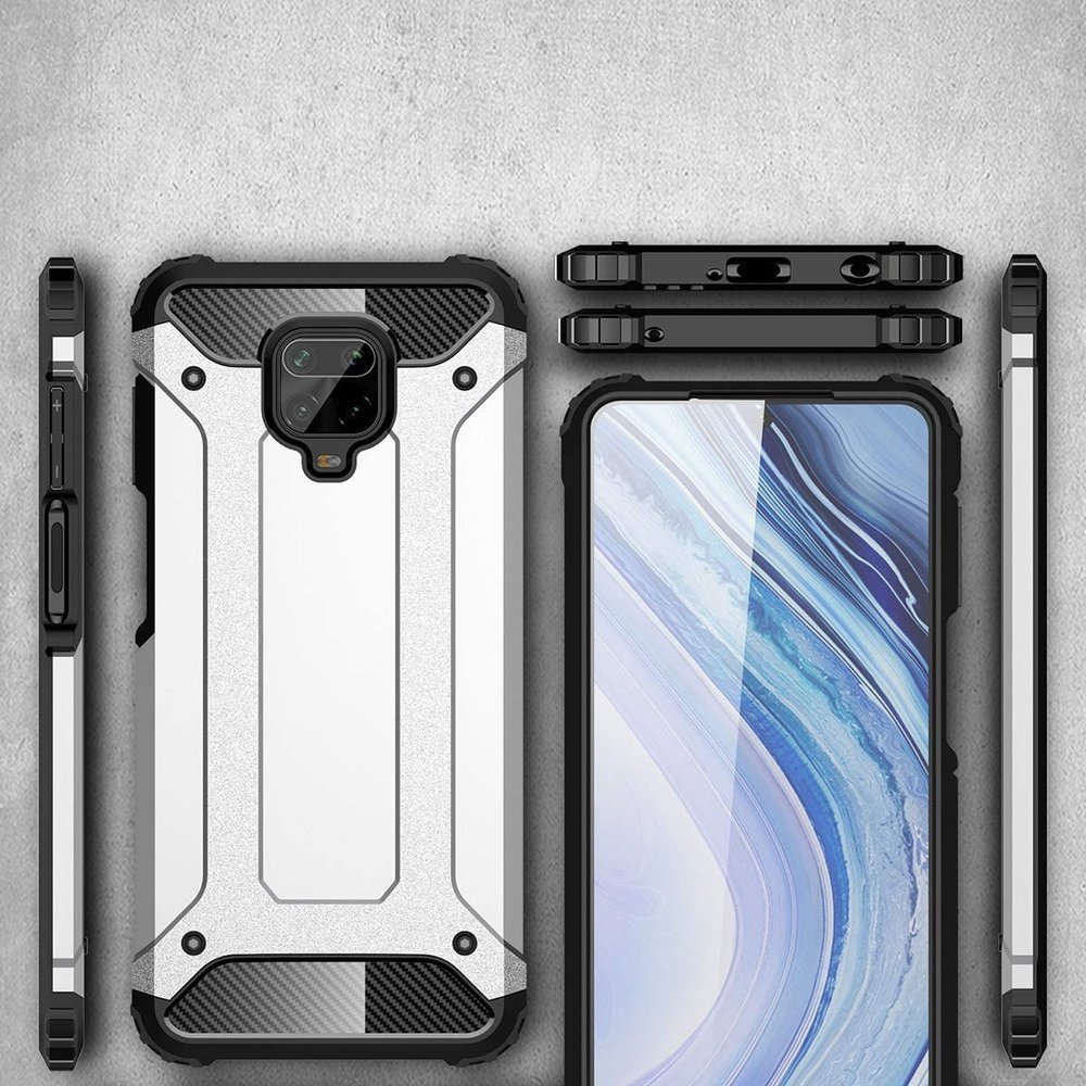 Pokrowiec Hybrid Armor pancerny srebrny Xiaomi Redmi Note 9S / 2