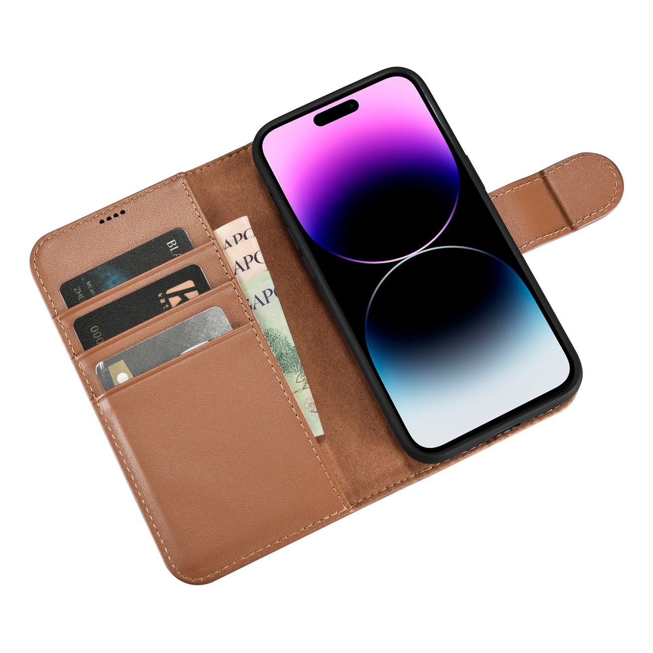 Pokrowiec iCarer Wallet Case 2in1 brzowy Apple iPhone 14 Pro / 10