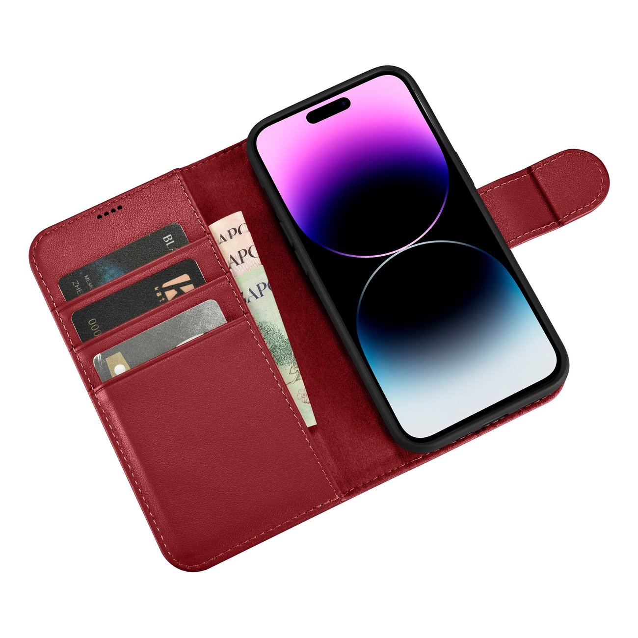 Pokrowiec iCarer Wallet Case 2in1 czerwony Apple iPhone 14 Pro Max / 10