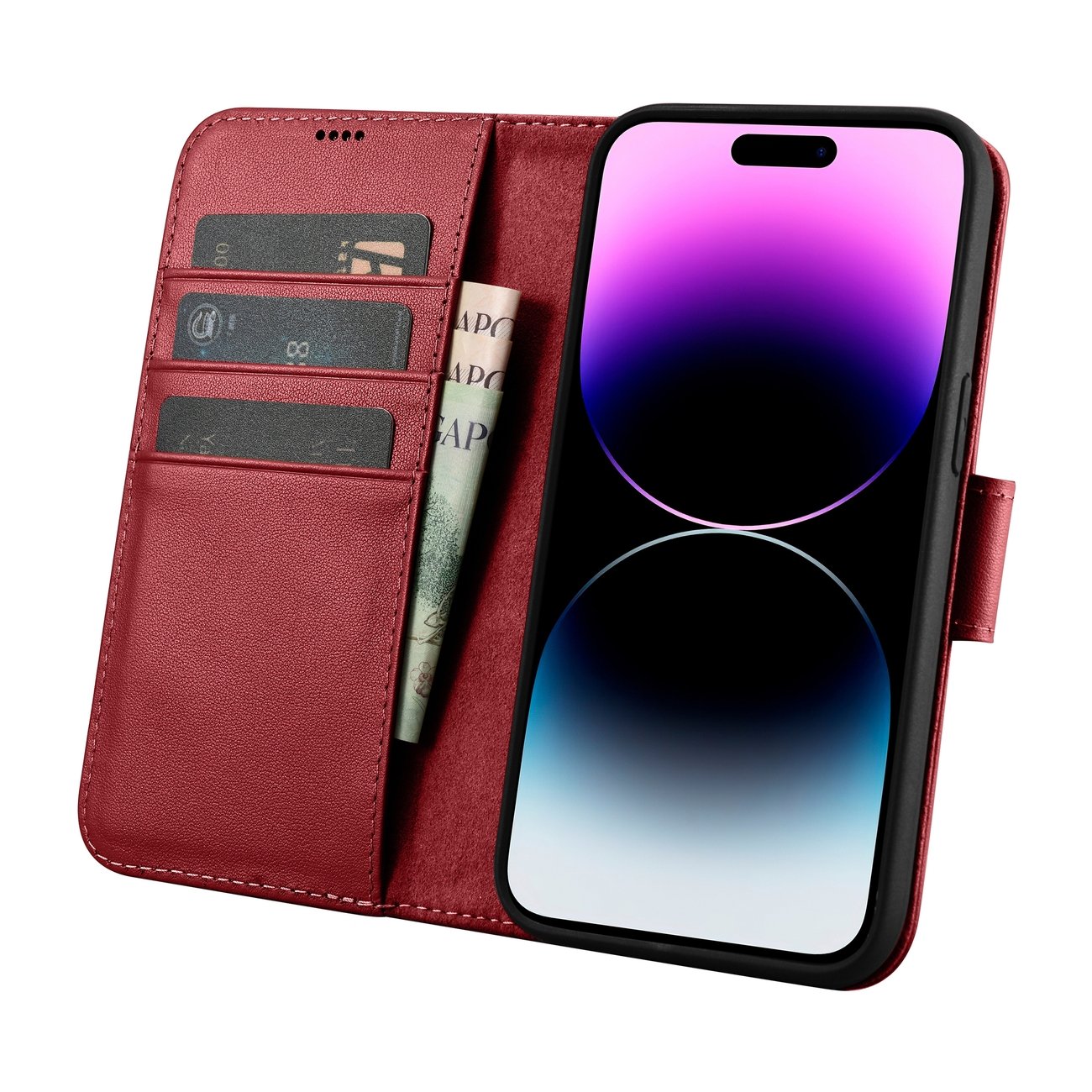 Pokrowiec iCarer Wallet Case 2in1 czerwony Apple iPhone 14 Pro Max / 3