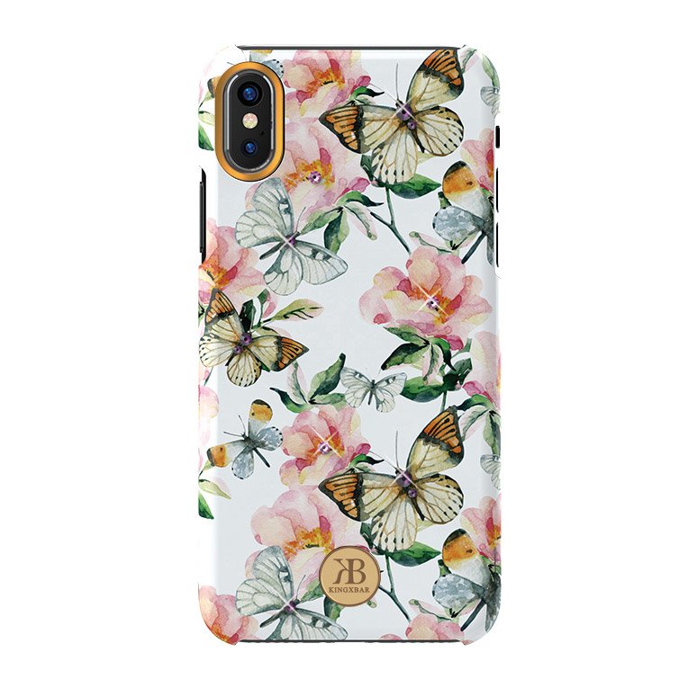 Pokrowiec Kingxbar Blossom z krysztaami Swarovskiego biay Apple iPhone X