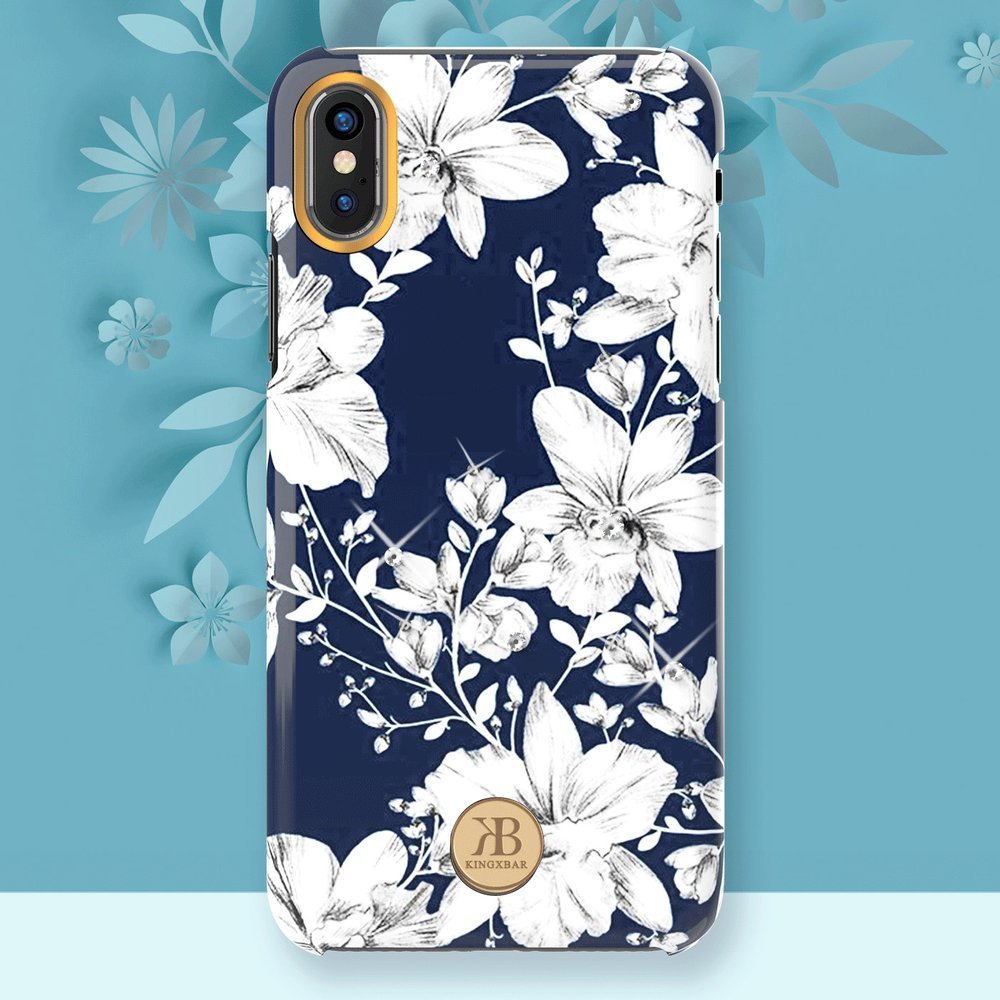 Pokrowiec Kingxbar Blossom z krysztaami Swarovskiego biay Apple iPhone X / 10