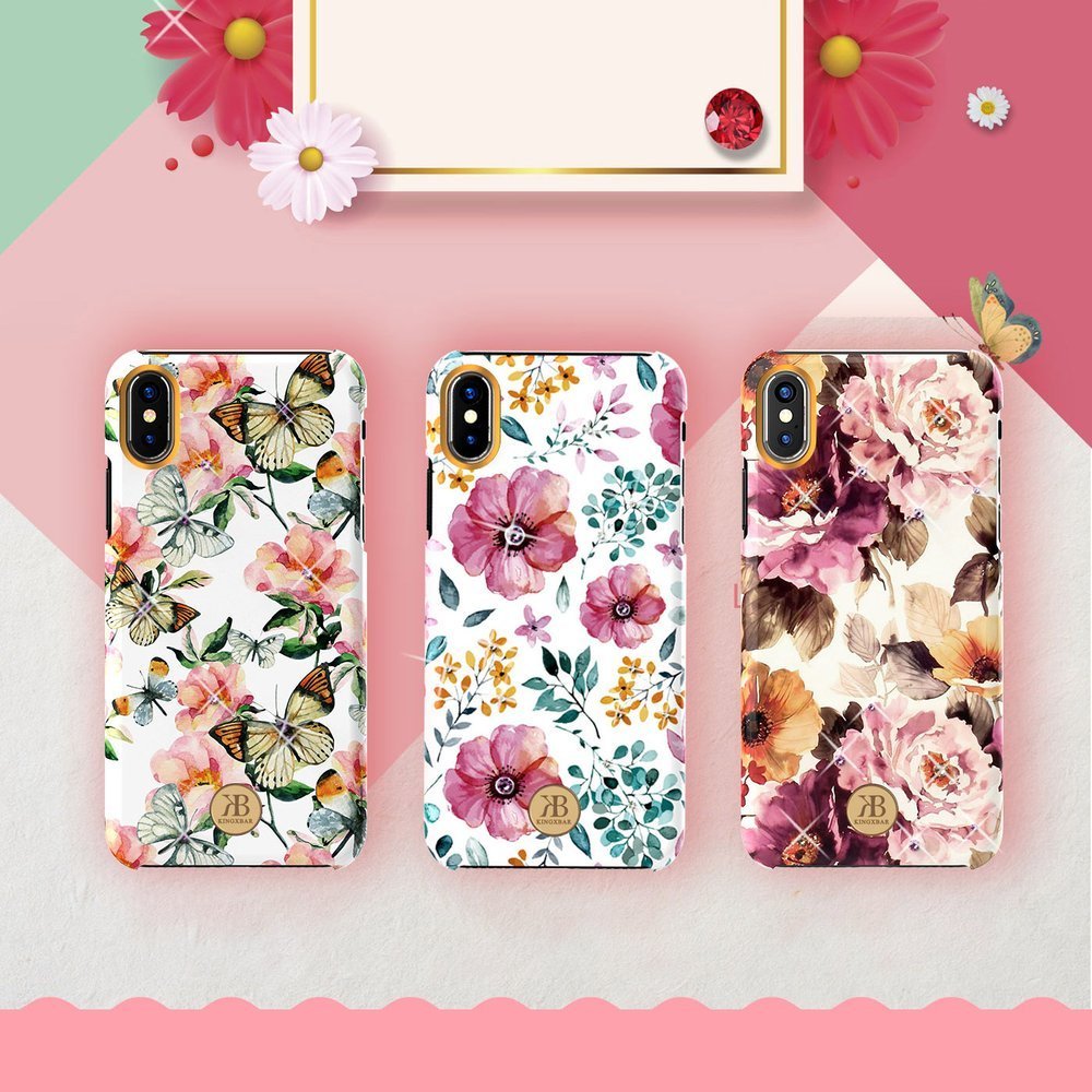 Pokrowiec Kingxbar Blossom z krysztaami Swarovskiego biay Apple iPhone X / 2