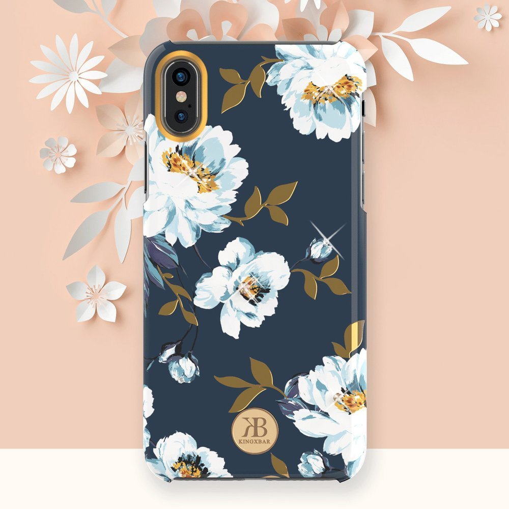 Pokrowiec Kingxbar Blossom z krysztaami Swarovskiego biay Apple iPhone X / 6