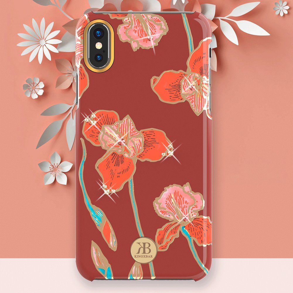 Pokrowiec Kingxbar Blossom z krysztaami Swarovskiego biay Apple iPhone X / 7