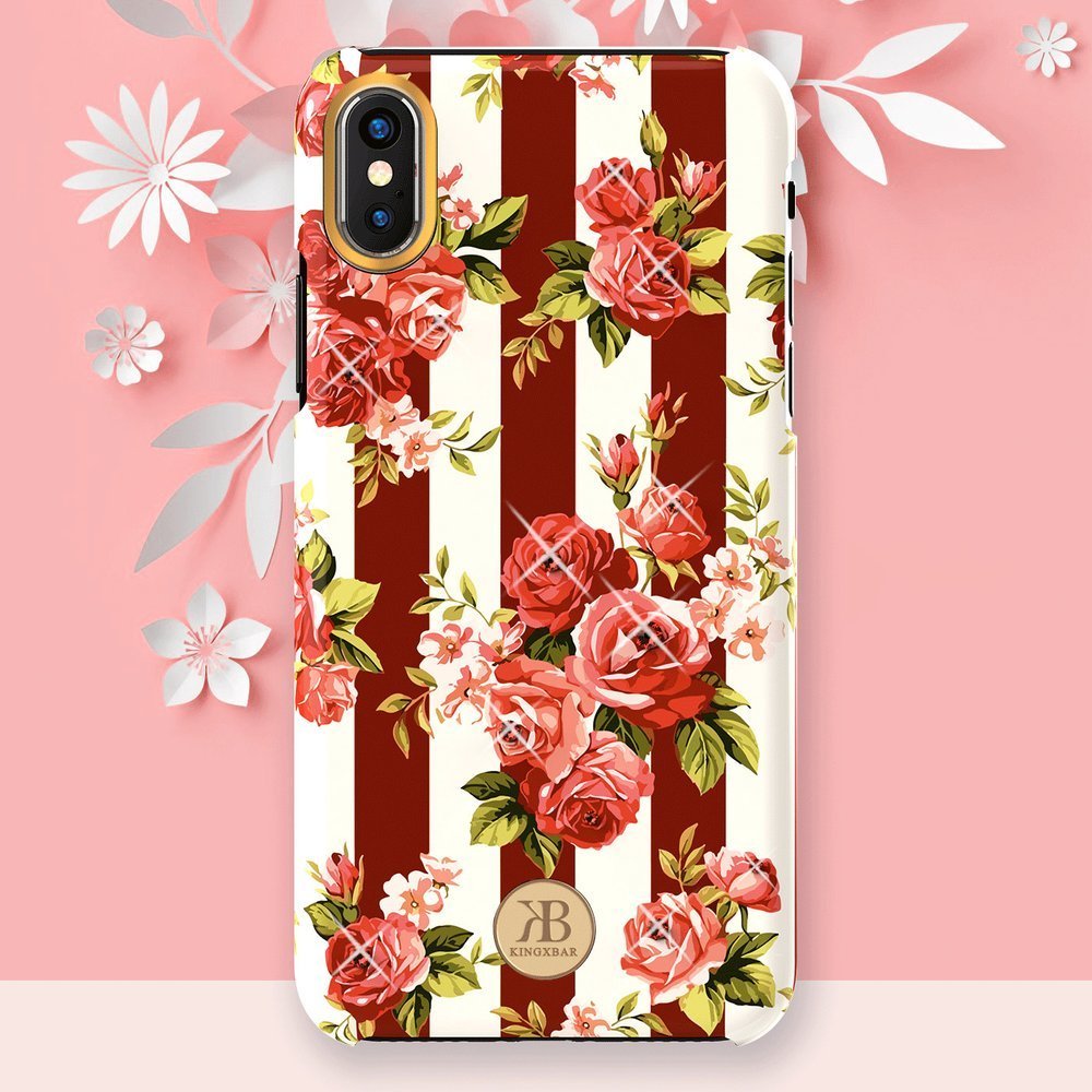 Pokrowiec Kingxbar Blossom z krysztaami Swarovskiego biay Apple iPhone X / 8