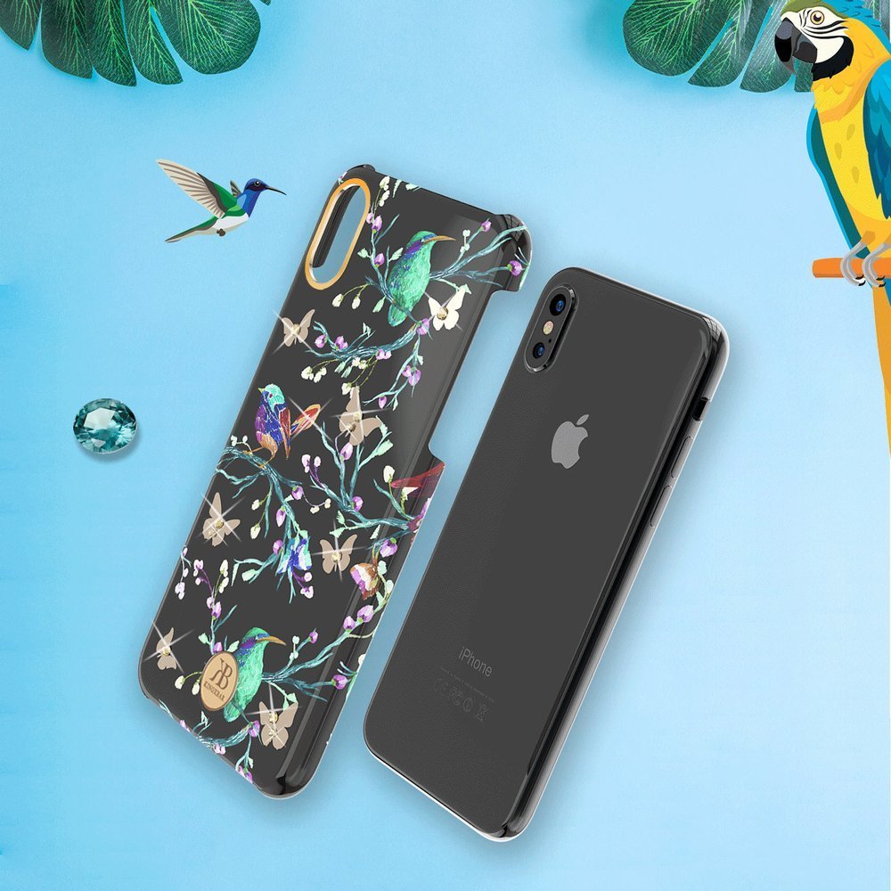 Pokrowiec Kingxbar Blossom z krysztaami Swarovskiego biay Apple iPhone X / 9