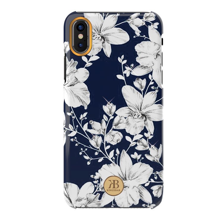 Pokrowiec Kingxbar Blossom z krysztaami Swarovskiego niebieski Apple iPhone XS