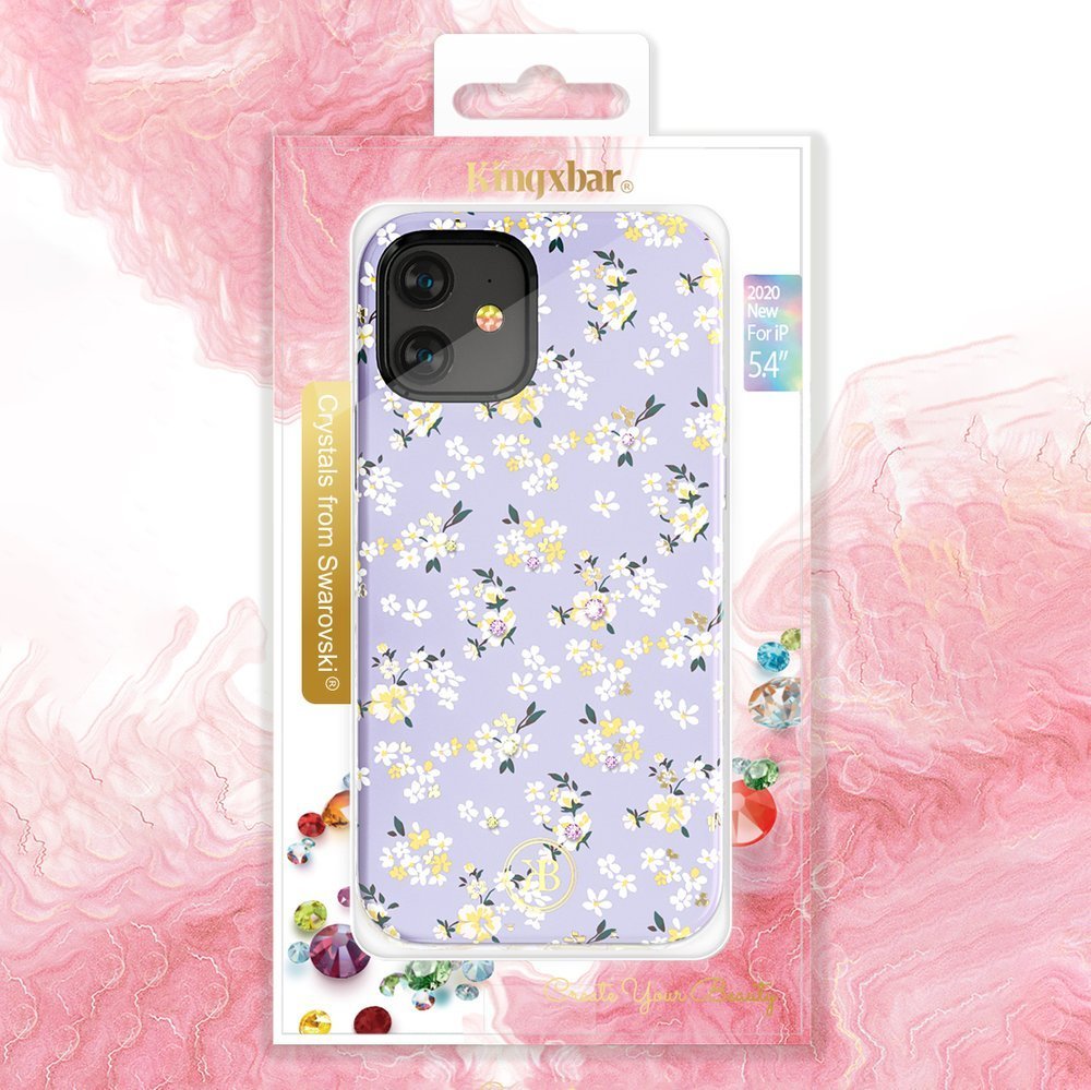 Pokrowiec Kingxbar Blossom z krysztaami Swarovskiego wzr Gardenia Apple iPhone 12 / 5