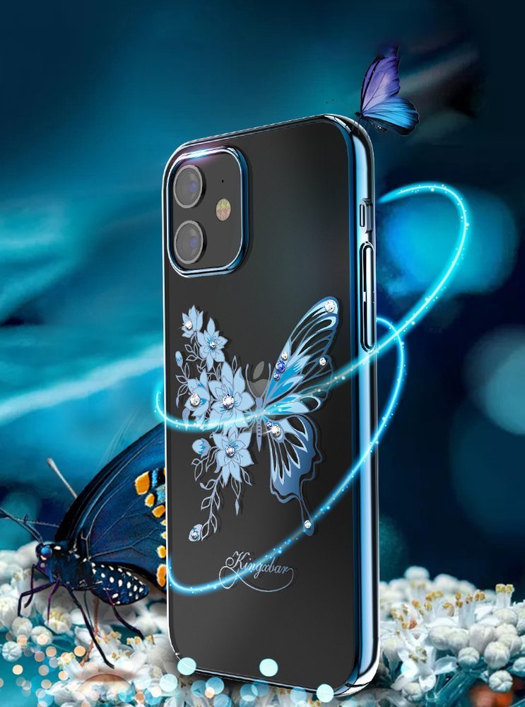 Pokrowiec Kingxbar Butterfly Series z krysztaami Swarovskiego niebieski Apple iPhone 12 / 3