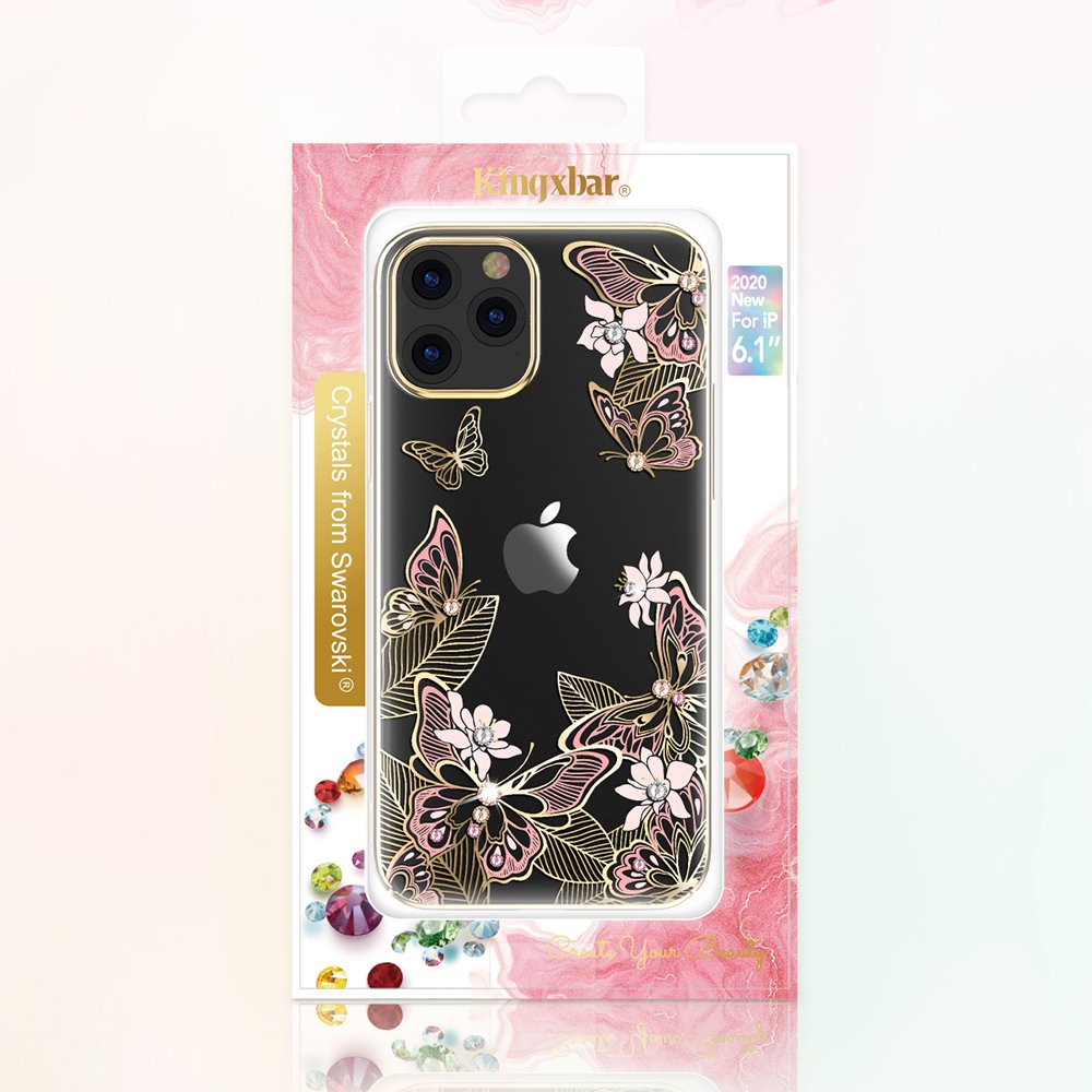 Pokrowiec Kingxbar Butterfly Series z krysztaami Swarovskiego niebieski Apple iPhone 12 / 5