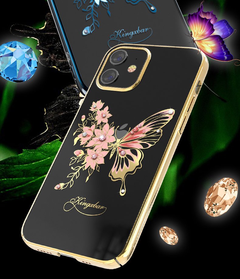 Pokrowiec Kingxbar Butterfly Series z krysztaami Swarovskiego niebieski Apple iPhone 12 / 6