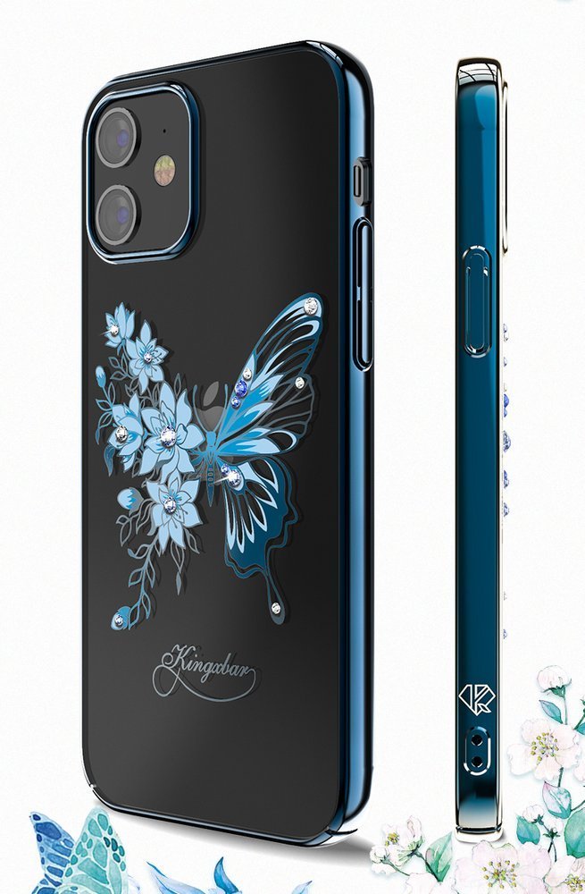 Pokrowiec Kingxbar Butterfly Series z krysztaami Swarovskiego niebieski Apple iPhone 12 / 7