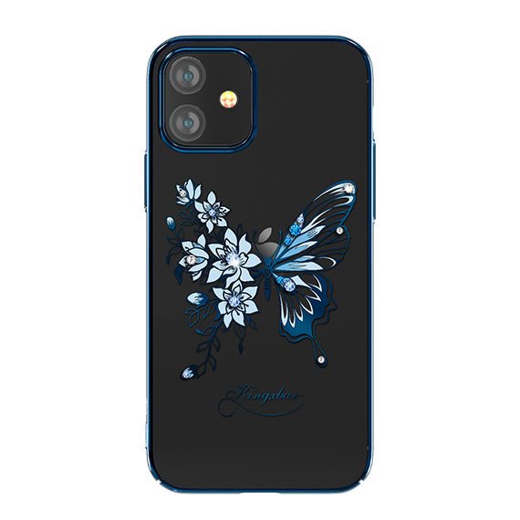 Pokrowiec Kingxbar Butterfly Series z krysztaami Swarovskiego niebieski Apple iPhone 12 Mini