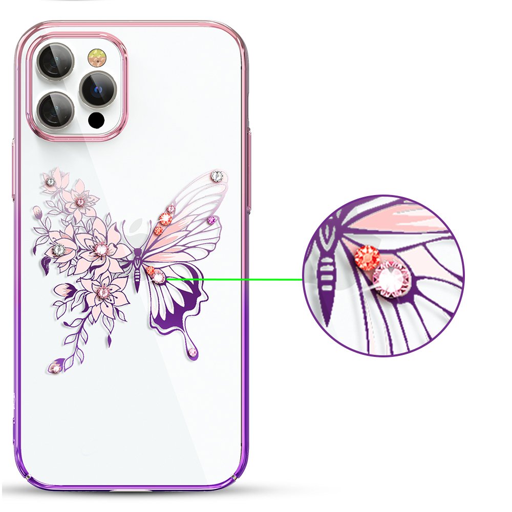 Pokrowiec Kingxbar Butterfly Series z krysztaami Swarovskiego rowy Apple iPhone 12 / 2