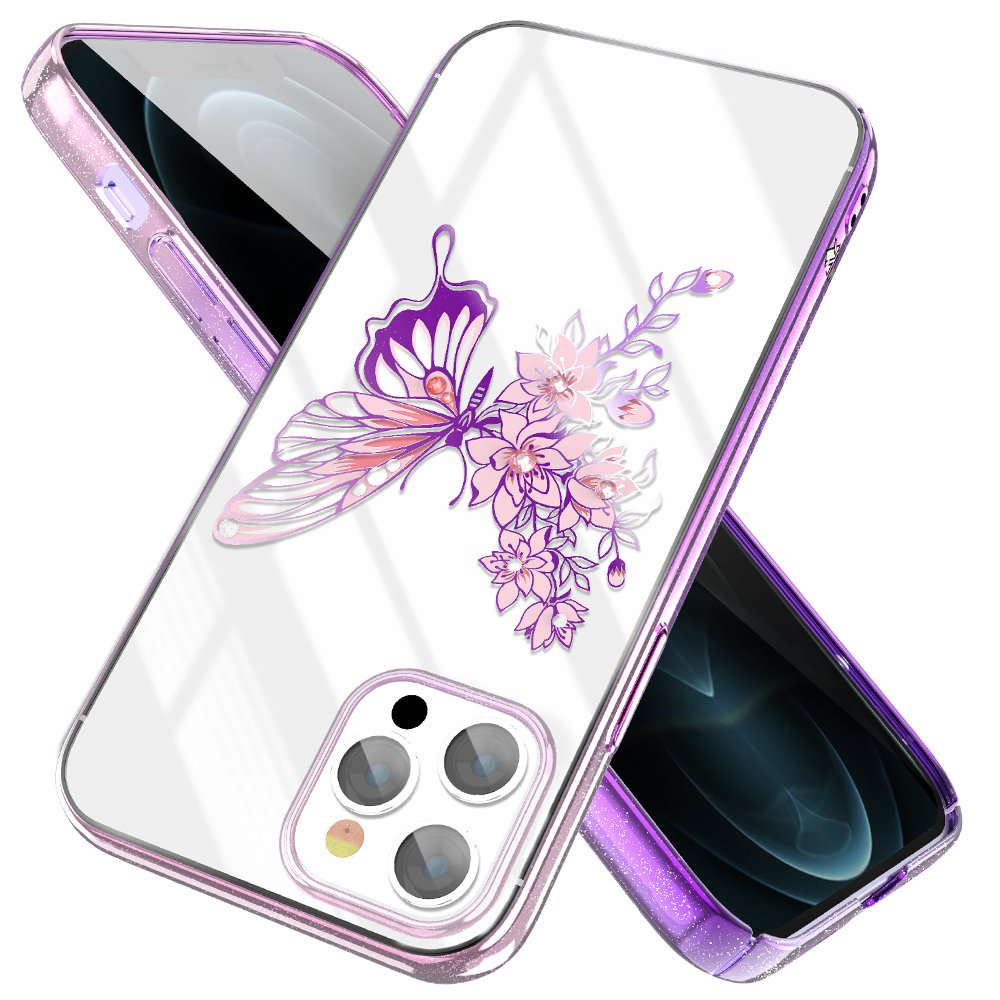 Pokrowiec Kingxbar Butterfly Series z krysztaami Swarovskiego rowy Apple iPhone 12 / 3