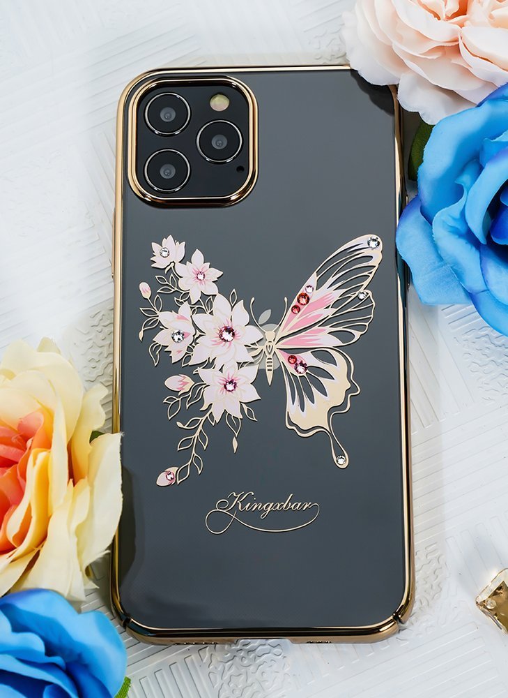 Pokrowiec Kingxbar Butterfly Series z krysztaami Swarovskiego rowy Apple iPhone 12 Pro Max / 9