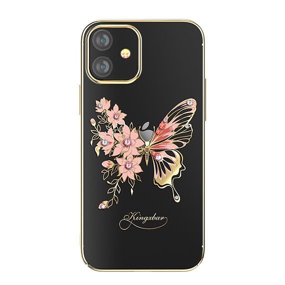 Pokrowiec Kingxbar Butterfly Series z krysztaami Swarovskiego zoty Apple iPhone 12 Mini