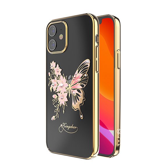 Pokrowiec Kingxbar Butterfly Series z krysztaami Swarovskiego zoty Apple iPhone 12 Mini / 2