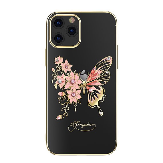 Pokrowiec Kingxbar Butterfly Series z krysztaami Swarovskiego zoty Apple iPhone 12 Pro Max