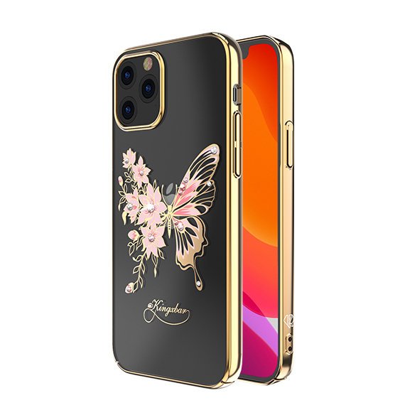 Pokrowiec Kingxbar Butterfly Series z krysztaami Swarovskiego zoty Apple iPhone 12 Pro Max / 2