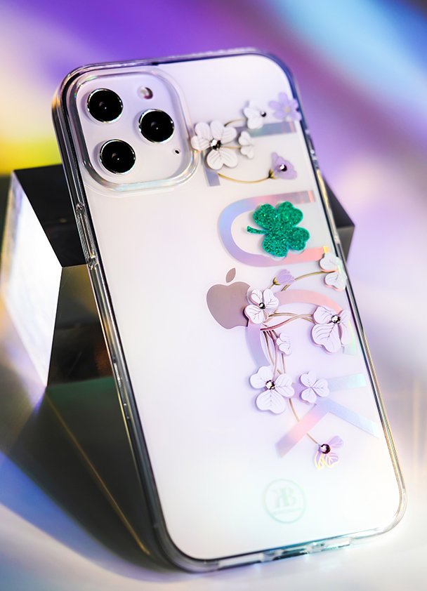 Pokrowiec Kingxbar Lucky Series z krysztaami Swarovskiego wzr Clover Apple iPhone 12 Pro / 10