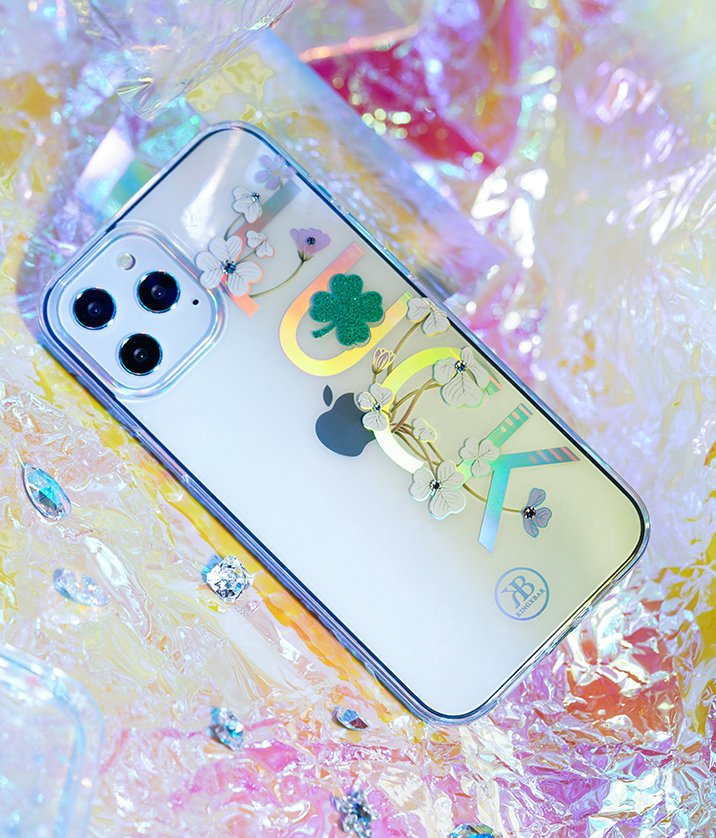 Pokrowiec Kingxbar Lucky Series z krysztaami Swarovskiego wzr Clover Apple iPhone 12 Pro / 7