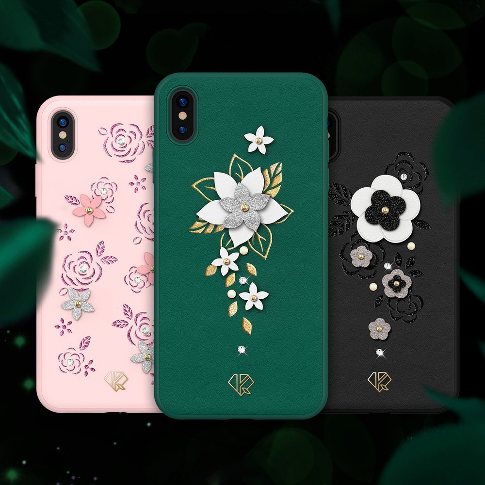 Pokrowiec Kingxbar Petal z krysztaami Swarovskiego czarny Apple iPhone XS / 2