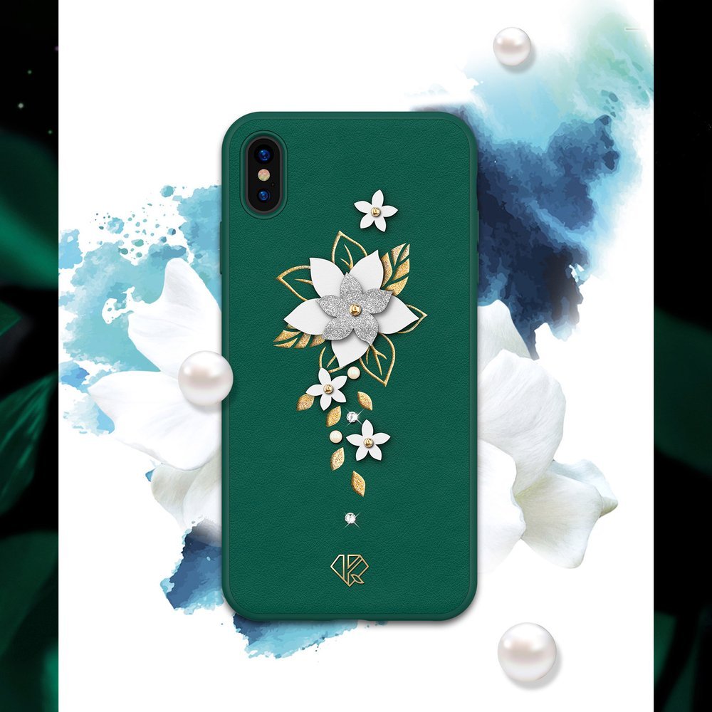 Pokrowiec Kingxbar Petal z krysztaami Swarovskiego czarny Apple iPhone XS / 3