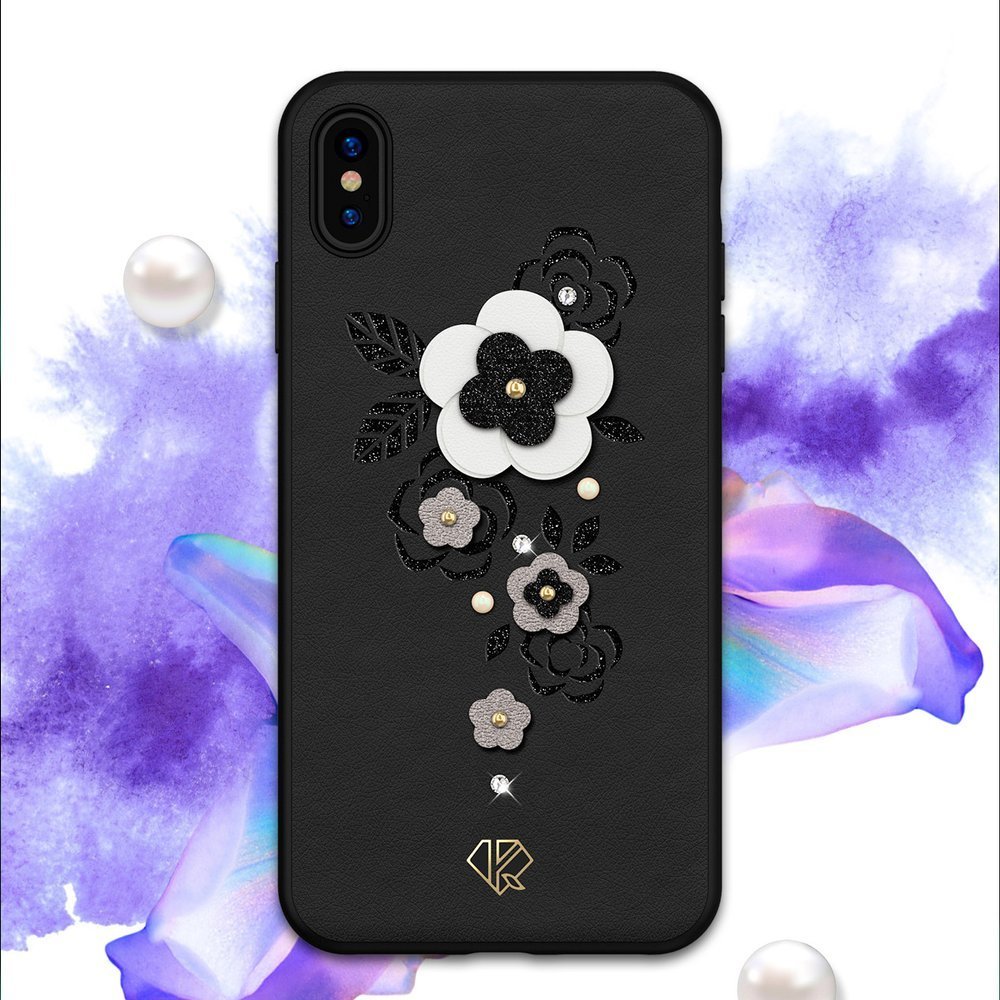 Pokrowiec Kingxbar Petal z krysztaami Swarovskiego czarny Apple iPhone XS / 6