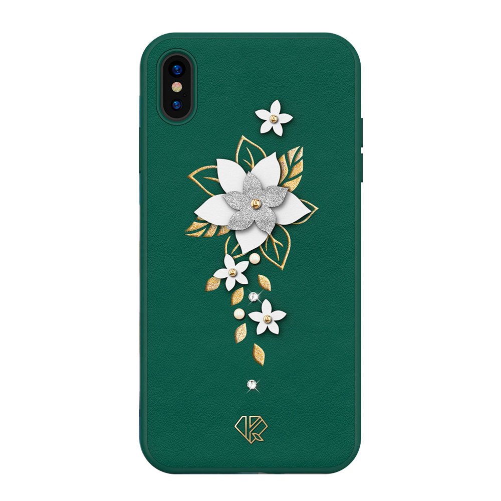 Pokrowiec Kingxbar Petal z krysztaami Swarovskiego zielony Apple iPhone XS Max