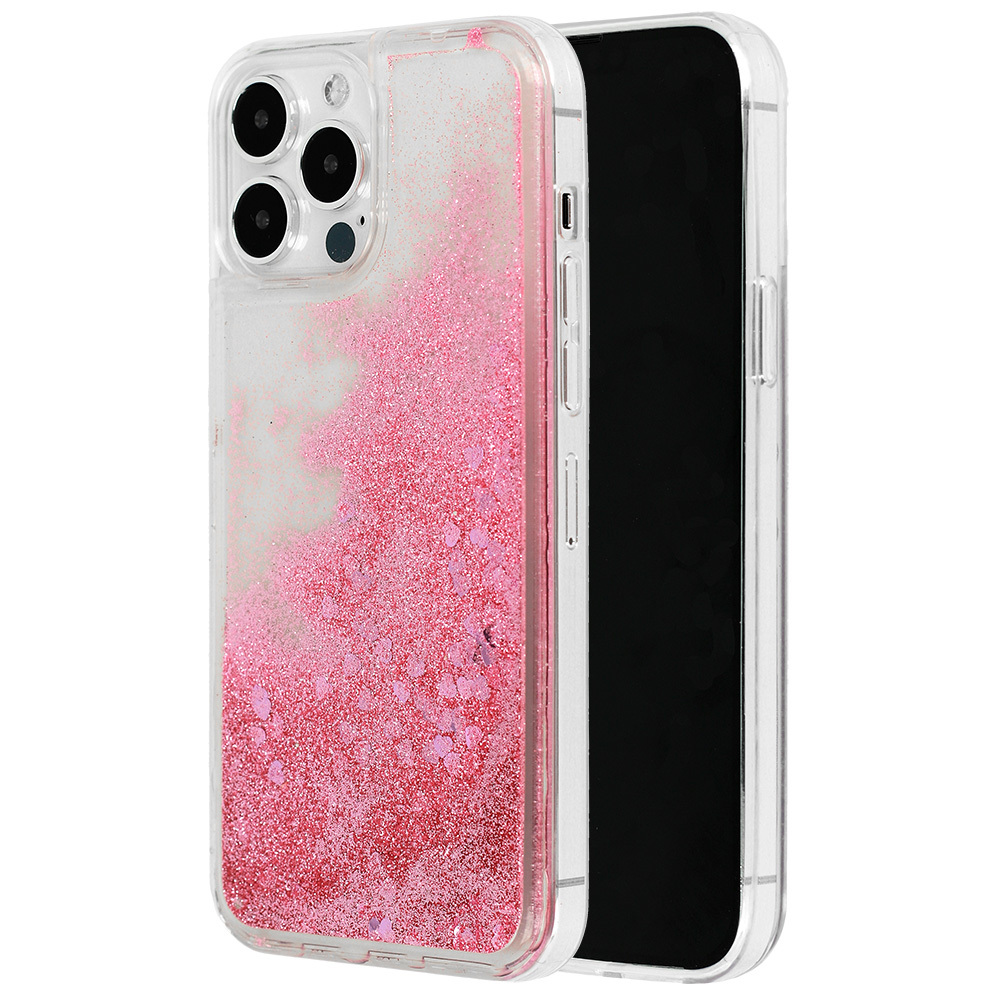 Pokrowiec Liquid Heart Case jasnorowy Apple iPhone XR