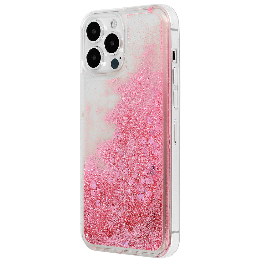 Pokrowiec Liquid Heart Case jasnorowy Apple iPhone XS / 2