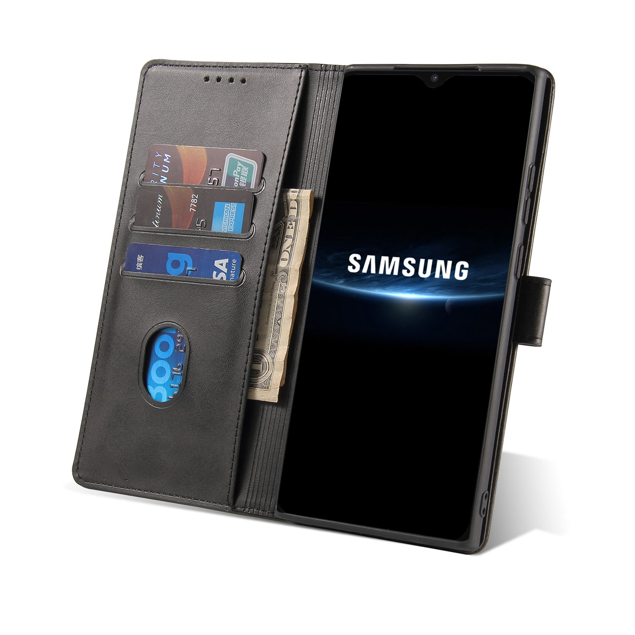 Pokrowiec Magnet Fancy Case czarny Samsung Galaxy A22 5G / 4