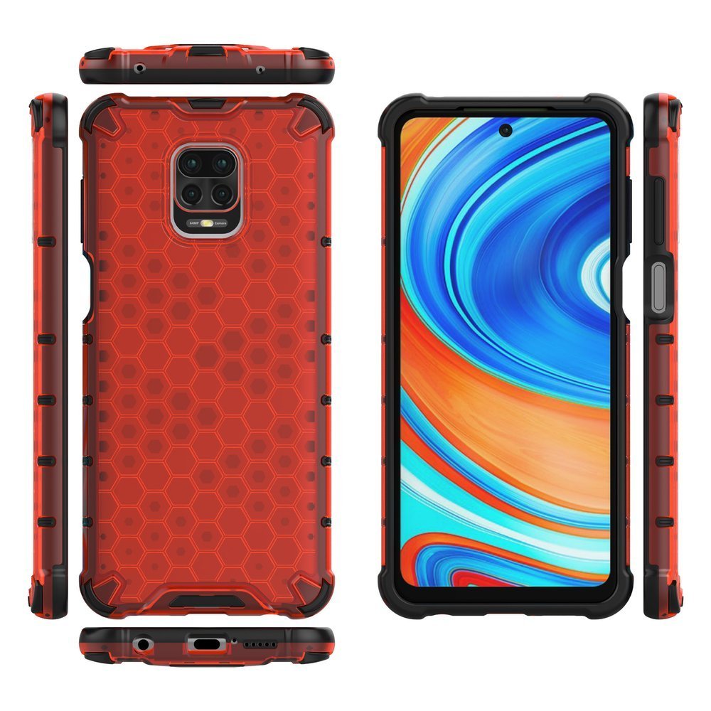 Pokrowiec pancerny Honeycomb czerwony Xiaomi Redmi Note 9S / 2