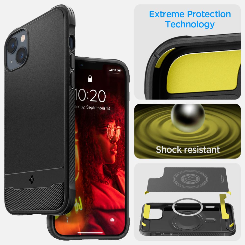 Pokrowiec pancerny Spigen Rugged Armor czarny Apple iPhone 15 Plus / 11