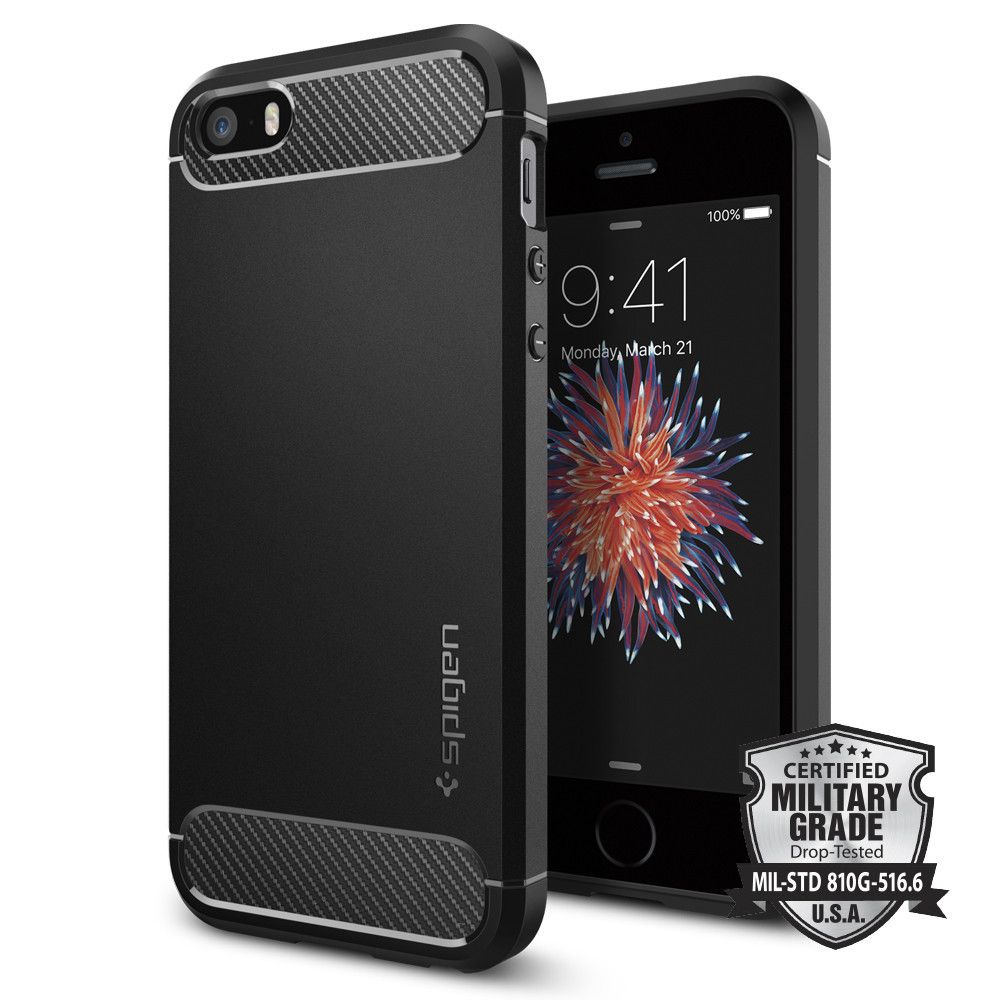 Pokrowiec pancerny Spigen Rugged Armor czarny Apple iPhone 5s