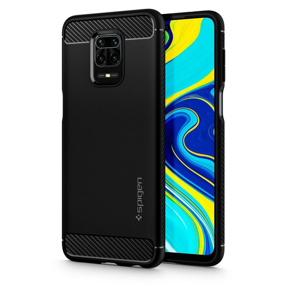 Pokrowiec pancerny Spigen Rugged Armor czarny Xiaomi Redmi 9 Pro