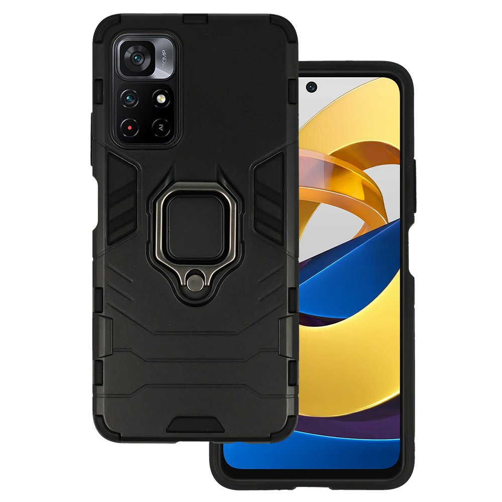 Pokrowiec Ring Armor Case czarny Xiaomi POCO M4 Pro 5G