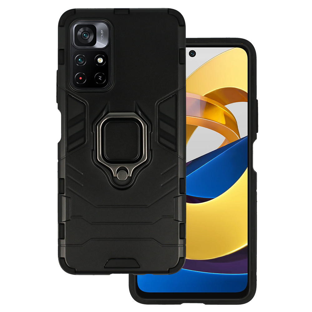 Pokrowiec Ring Armor Case czarny Xiaomi POCO M4 Pro 5G