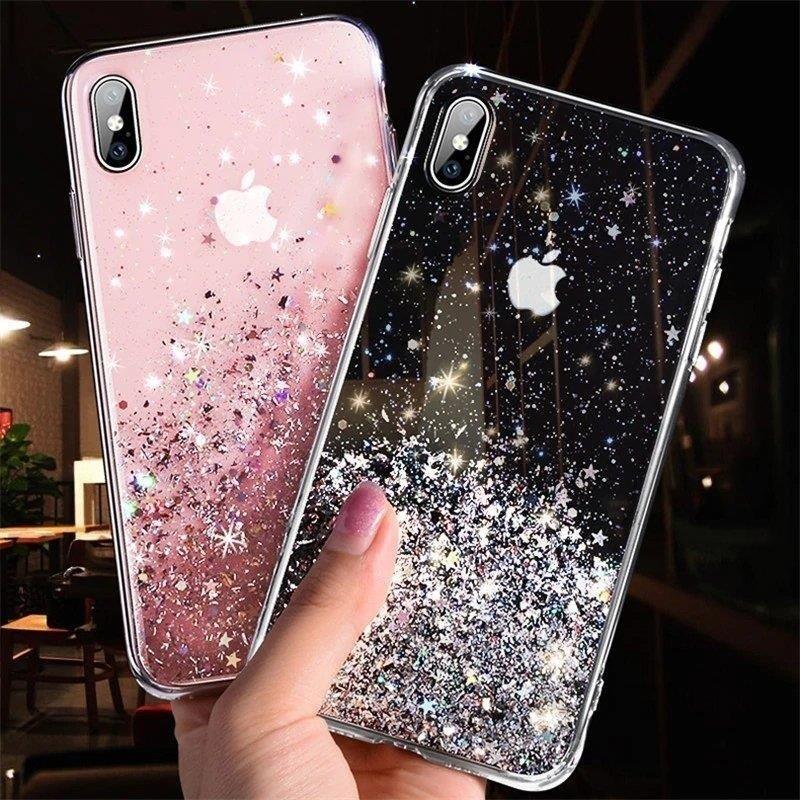 Pokrowiec silikonowy Glitter z brokatem czarny Huawei P40 Lite / 11