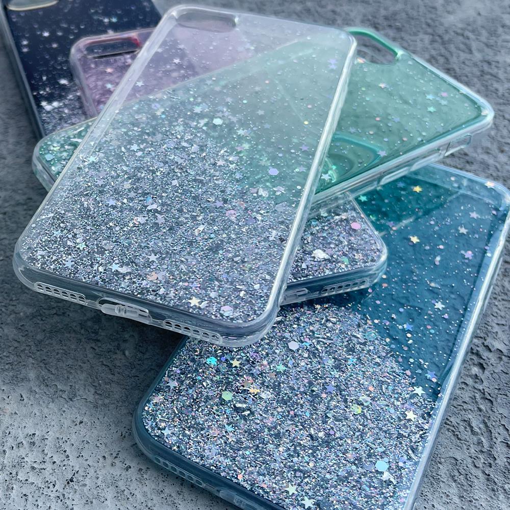 Pokrowiec silikonowy Glitter z brokatem czarny Samsung A22 4G / 3