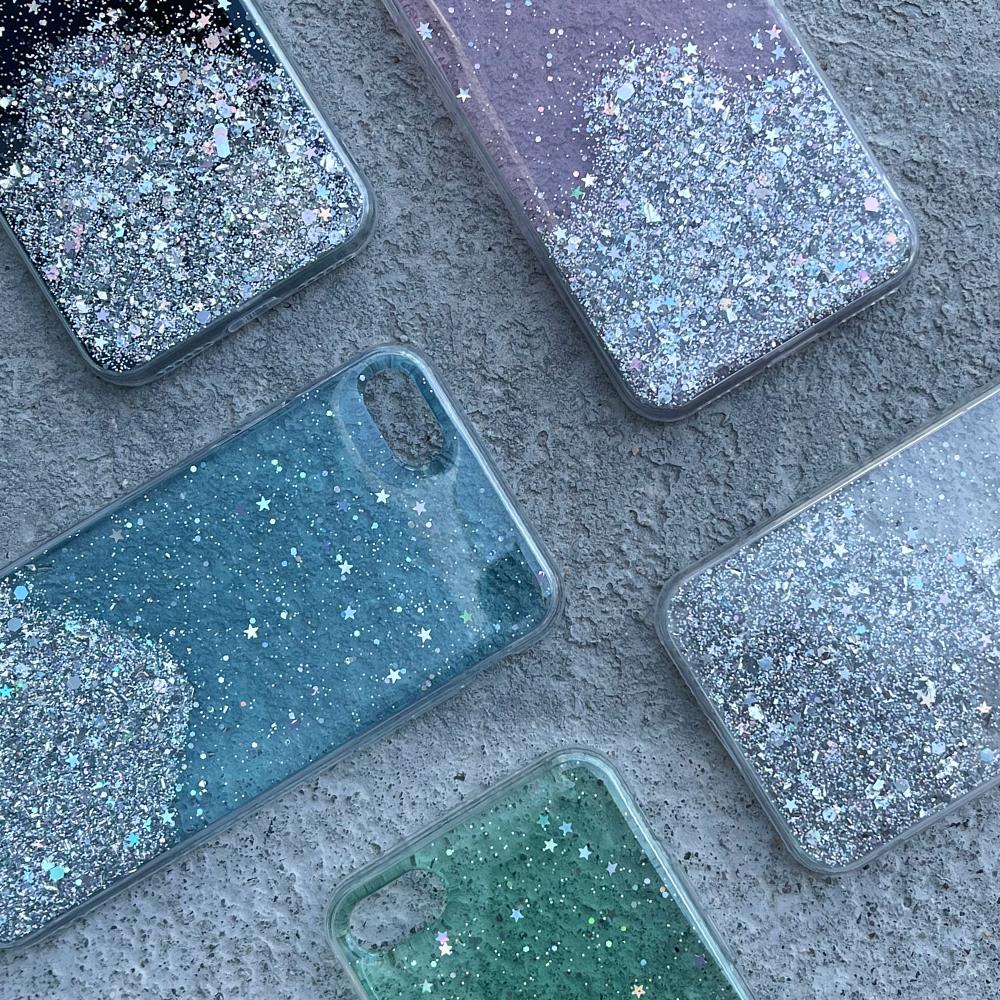 Pokrowiec silikonowy Glitter z brokatem czarny Samsung Galaxy A52S 5G / 7