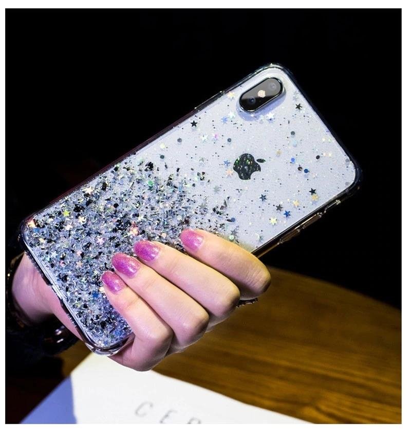 Pokrowiec silikonowy Glitter z brokatem przeroczysty Samsung Galaxy A30s / 8
