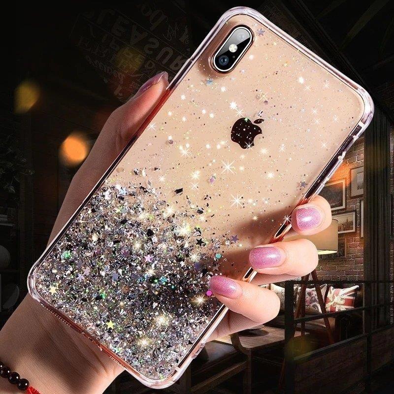 Pokrowiec silikonowy Glitter z brokatem rowy Xiaomi Redmi Note 9 / 12