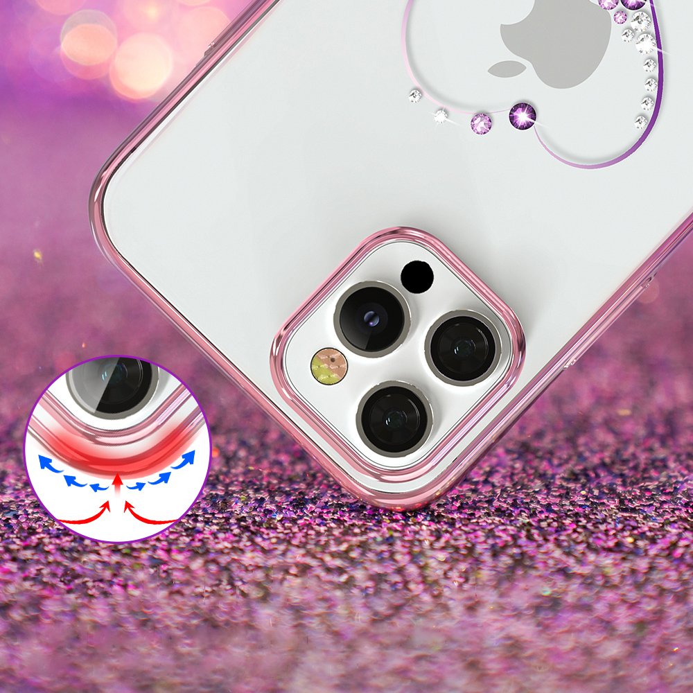 Pokrowiec silikonowy Kingxbar Wish Series z krysztaami Swarovskiego rowy Apple iPhone 12 Pro / 5