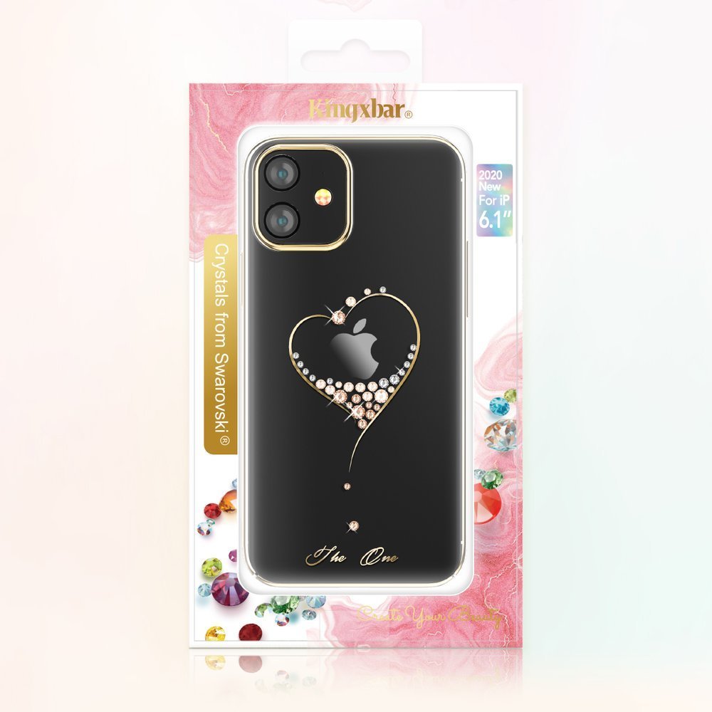 Pokrowiec silikonowy Kingxbar Wish Series z krysztaami Swarovskiego zoty Apple iPhone 12 Pro / 5